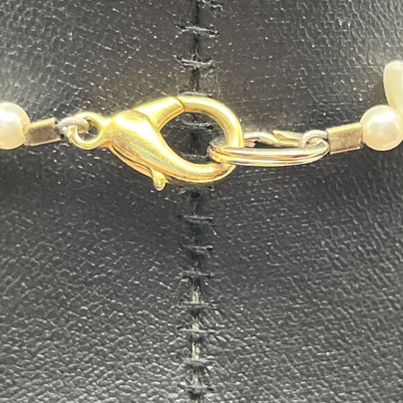 Vintage Unique Mother Of Pearl Bib Style Statement Necklace Pearl Accent Beads - Picture 6 of 6